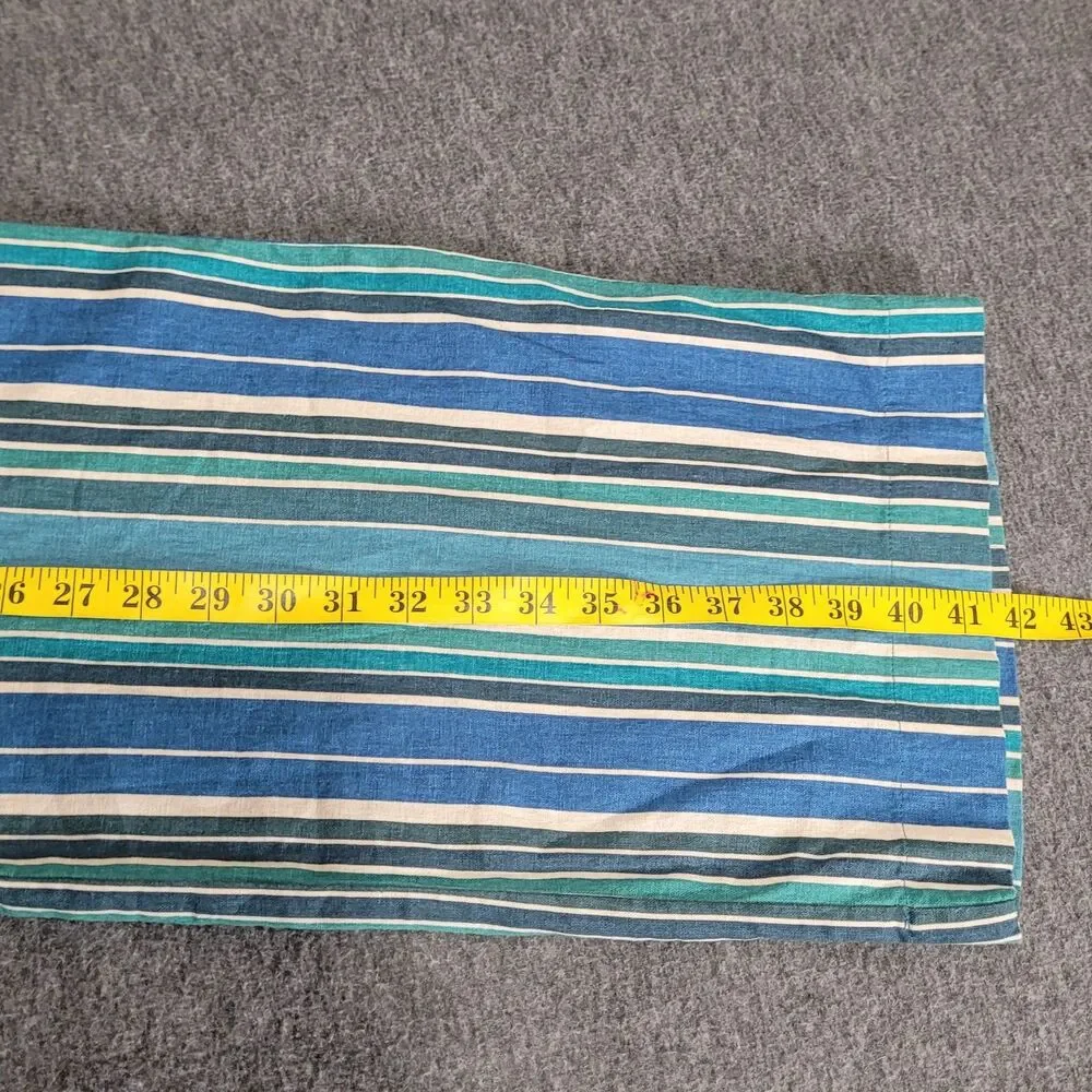 Zara large trousers striped blue zip wide leg linen blend pockets